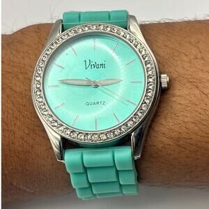 Silver & Turquoise Men's Quartz Watch